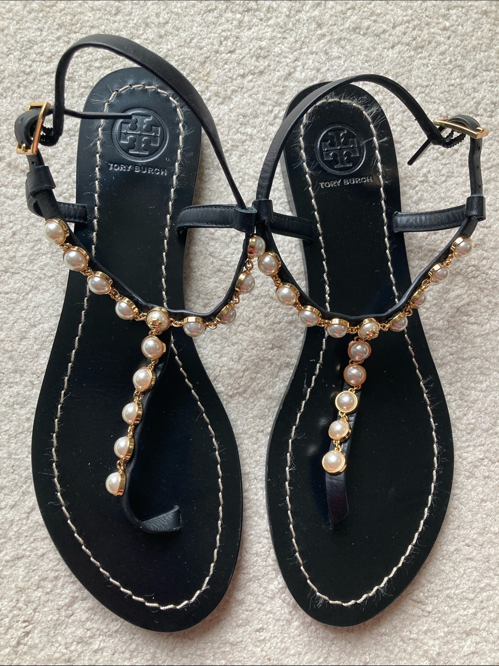Tory Burch Emmy pearl flat sandals